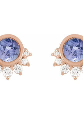 Platinum Natural Tanzanite & .08 CTW Natural Diamond Earrings