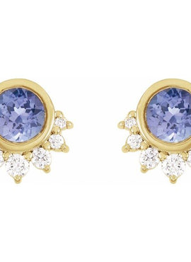 Platinum Natural Tanzanite & .08 CTW Natural Diamond Earrings