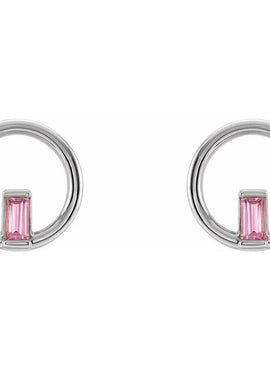 Sterling Silver Natural Blue Sapphire Circle Earrings