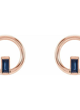 Sterling Silver Natural Blue Sapphire Circle Earrings