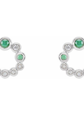 14K Yellow Gold Natural Turquoise & 1/8 CTW Natural Diamond Earrings