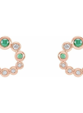 14K Yellow Gold Natural Turquoise & 1/8 CTW Natural Diamond Earrings
