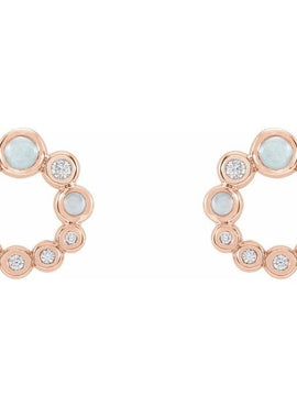 14K Yellow Gold Natural Turquoise & 1/8 CTW Natural Diamond Earrings
