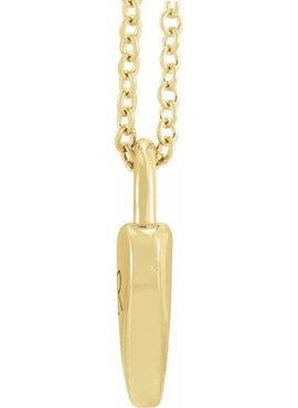 14K Yellow Gold Engravable Heart Lock Pendant