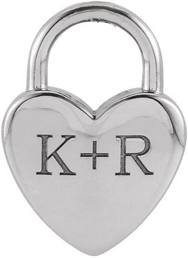 14K Yellow Gold Engravable Heart Lock Pendant