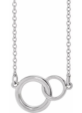 14K White Gold Interlocking Circle 16-18