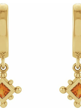 14K White Gold Natural Emerald Beaded Bezel-Set Hoop Earrings