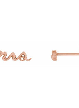 14K White Gold Mrs Earrings