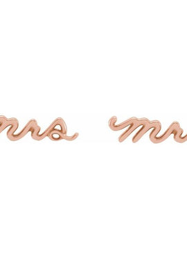 14K White Gold Mrs Earrings