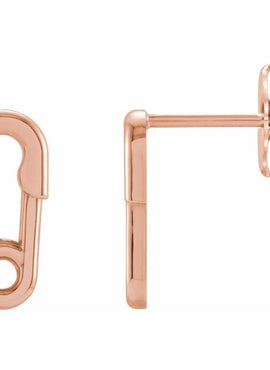14K Yellow Gold Safety Pin Earrings