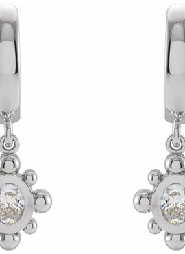 Platinum 1/3 CTW Natural Diamond Beaded Bezel-Set Hinged Hoop Earrings