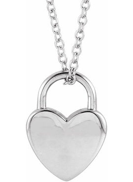 14K Yellow Gold Engravable Heart Lock Pendant