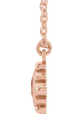 14K Rose Gold Natural Emerald Bezel-Set Beaded 16-18