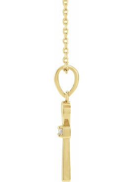 Platinum .03 CT Natural Diamond Ankh Cross Pendant
