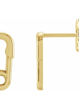 14K Yellow Gold Safety Pin Earrings