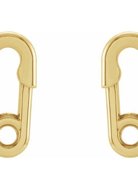 14K Yellow Gold Safety Pin Earrings