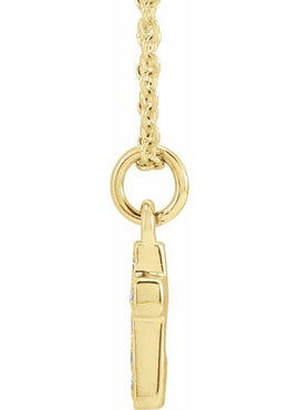 14K Yellow Gold .04 CTW Natural Diamond Youth Cross 15