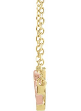 14K White/Rose Gold Sideways Cross & Heart 18