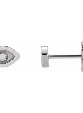 14K White Gold Evil Eye Single Earring
