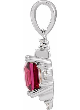 14K Yellow Gold Natural Rhodolite Garnet & 1/5 CTW Natural Diamond Geometric 16-18