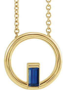 14K Yellow Gold Natural Pink Tourmaline Circle Pendant
