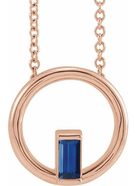 14K Yellow Gold Natural Pink Tourmaline Circle Pendant