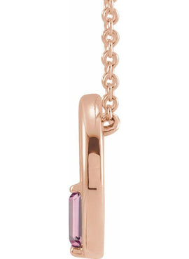 14K Yellow Gold Natural Pink Tourmaline Circle Pendant
