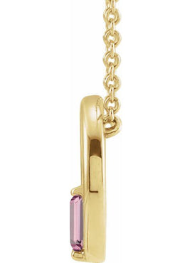 14K Yellow Gold Natural Pink Tourmaline Circle Pendant