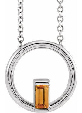 14K Yellow Gold Natural Pink Tourmaline Circle Pendant