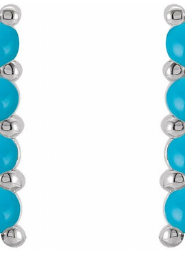 Sterling Silver Natural Turquoise Bar Earrings