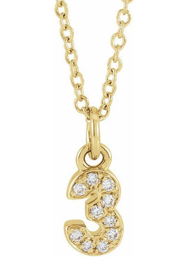 14K Yellow Gold Petite Pavé®.02 CTW Natural Diamond Numeral 1 16-18