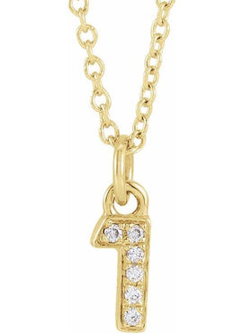 14K Yellow Gold Petite Pavé®.02 CTW Natural Diamond Numeral 1 16-18