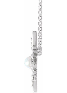 14K White Gold Natural Ethiopian Opal & .08 CTW Natural Diamond Pendant