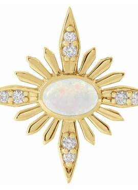 14K White Gold Natural Ethiopian Opal & .08 CTW Natural Diamond Pendant