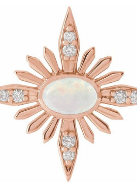 14K White Gold Natural Ethiopian Opal & .08 CTW Natural Diamond Pendant