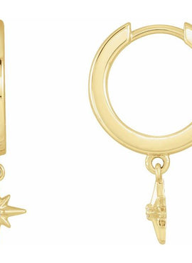Sterling Silver .0075 CTW Natural Diamond Celestial Hinged Hoop Earrings