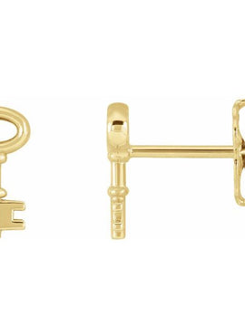14K White Gold Petite Key Left Earring