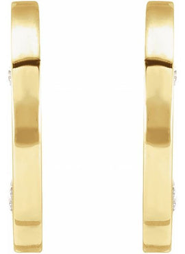 14K White Gold .025 CTW Natural Diamond Flat Hoop Earrings