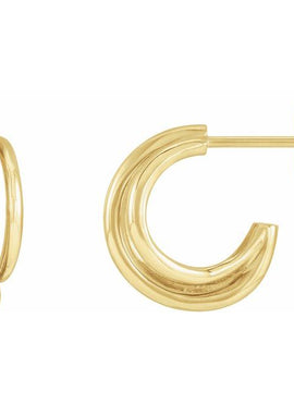 14K Yellow Gold Left 12 mm Hoop Earrings