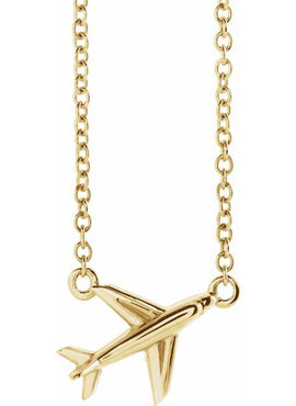 14K White Gold Airplane 16-18