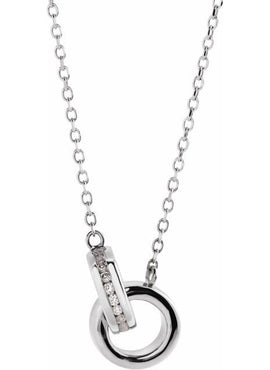 Sterling Silver .08 CTW Natural Diamond Interlocking Circle 18