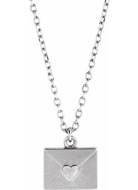 14K Rose Gold Heart Envelope 16-18