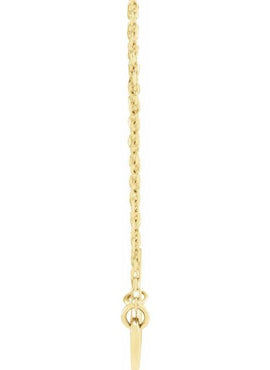 14K Yellow Gold Sideways Heart with Pierced Cross 18