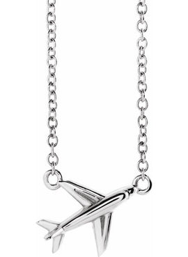 14K White Gold Airplane 16-18