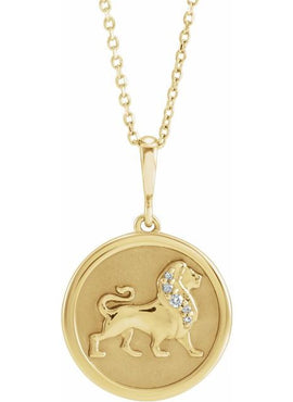 14K Yellow Gold .02 CTW Natural Diamond Lion Charm/Pendant