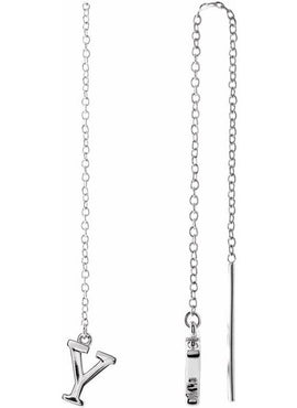14K Yellow Gold Single Initial A Chain Earring