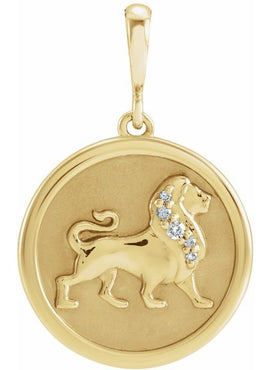 14K Yellow Gold .02 CTW Natural Diamond Lion Charm/Pendant