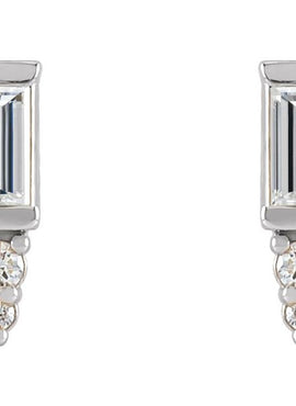 Platinum Natural Blue Sapphire & .03 CTW Natural Diamond Bar Earrings