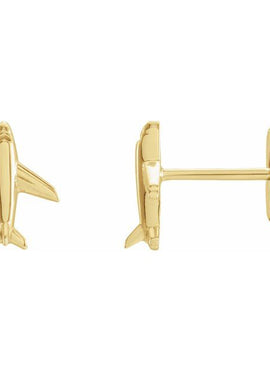 14K White Gold Airplane Earrings