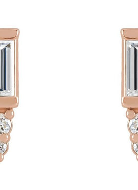 Platinum Natural Blue Sapphire & .03 CTW Natural Diamond Bar Earrings